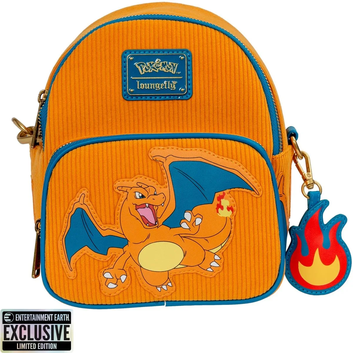 Pokemon Charizard Corduroy Convertible Mini-Backpack - Entertainment Earth Exclusive