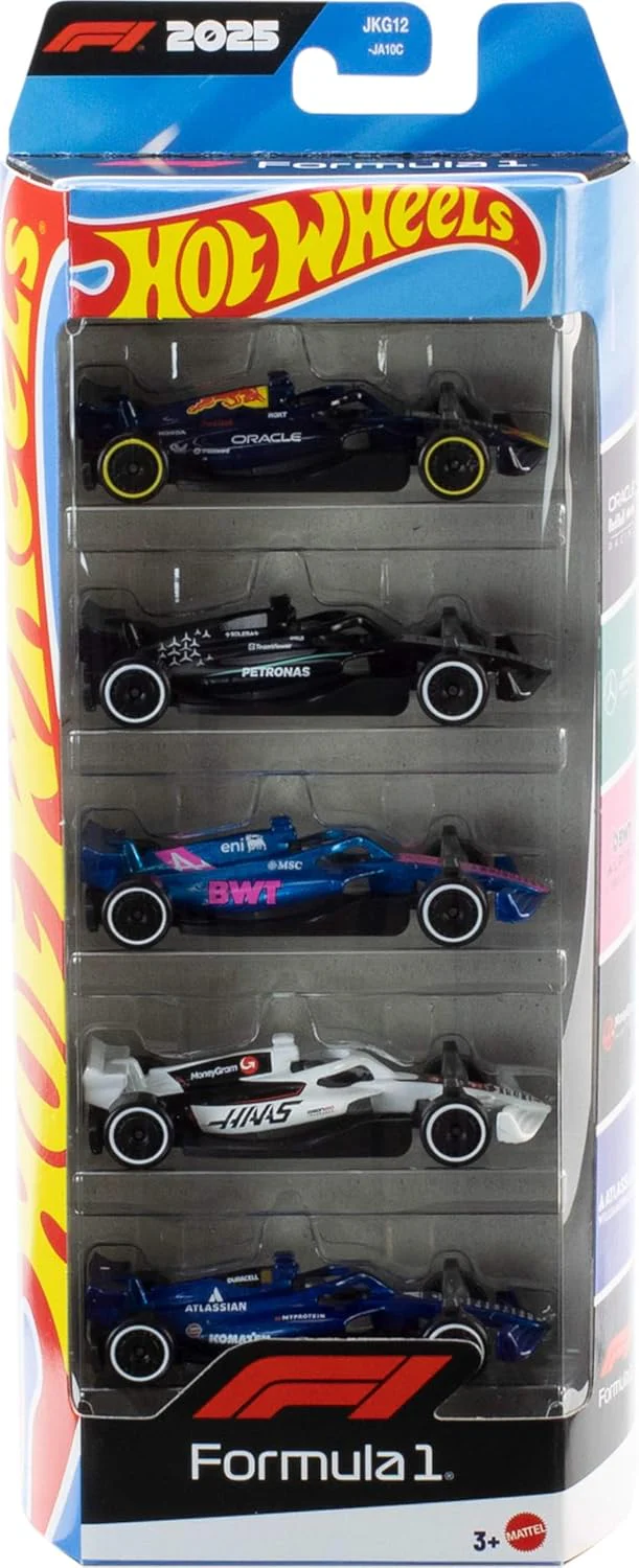 Hot Wheels 1:64 Scale 5-Pack Formula 1 Die-Cast Cars