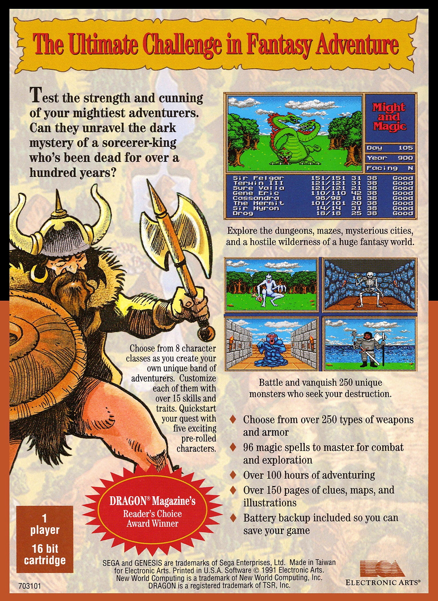 Might & Magic: Gates to Another World - Sega Genesis - Image 2
