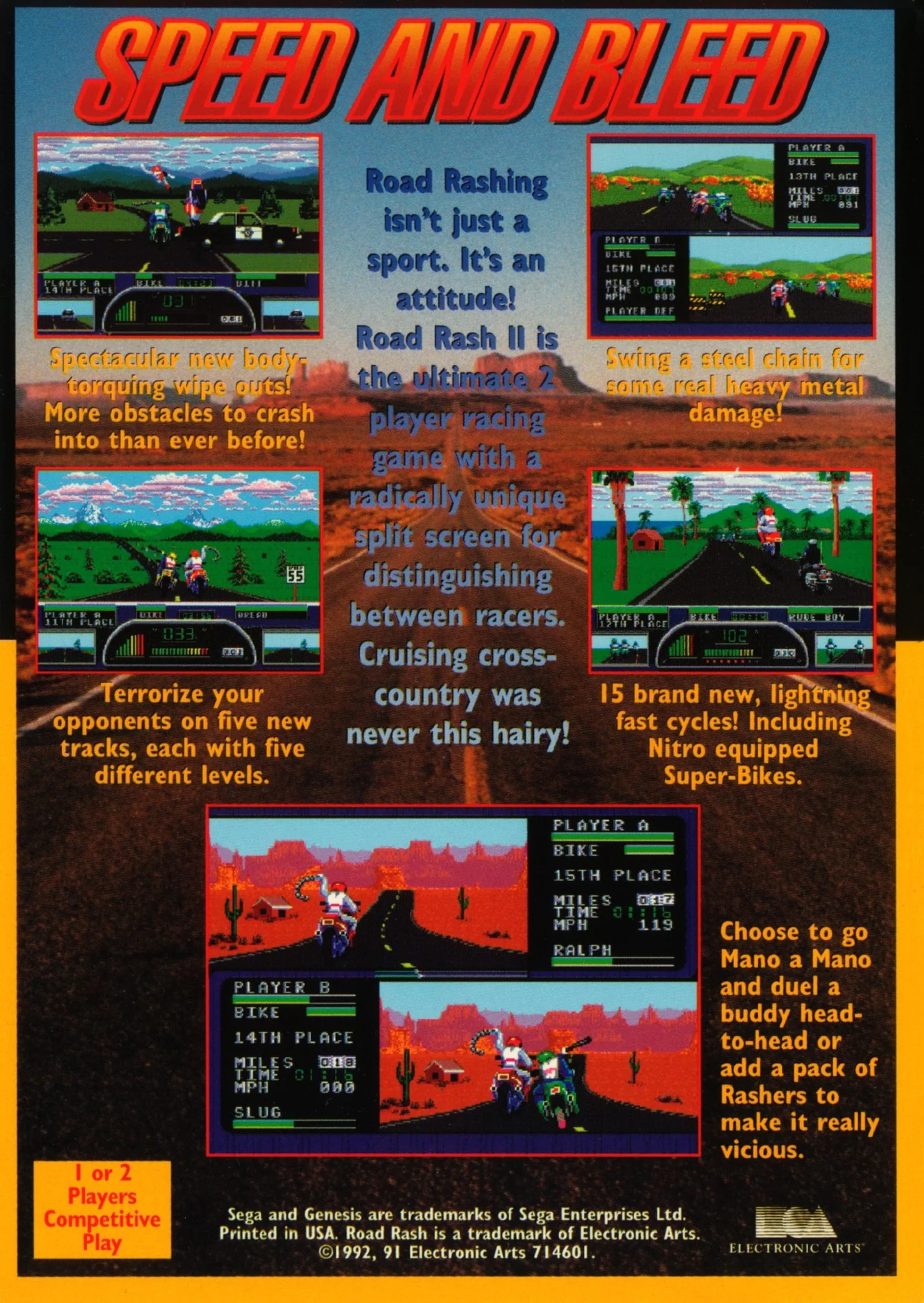 Road Rash II - Sega Genesis - Image 2