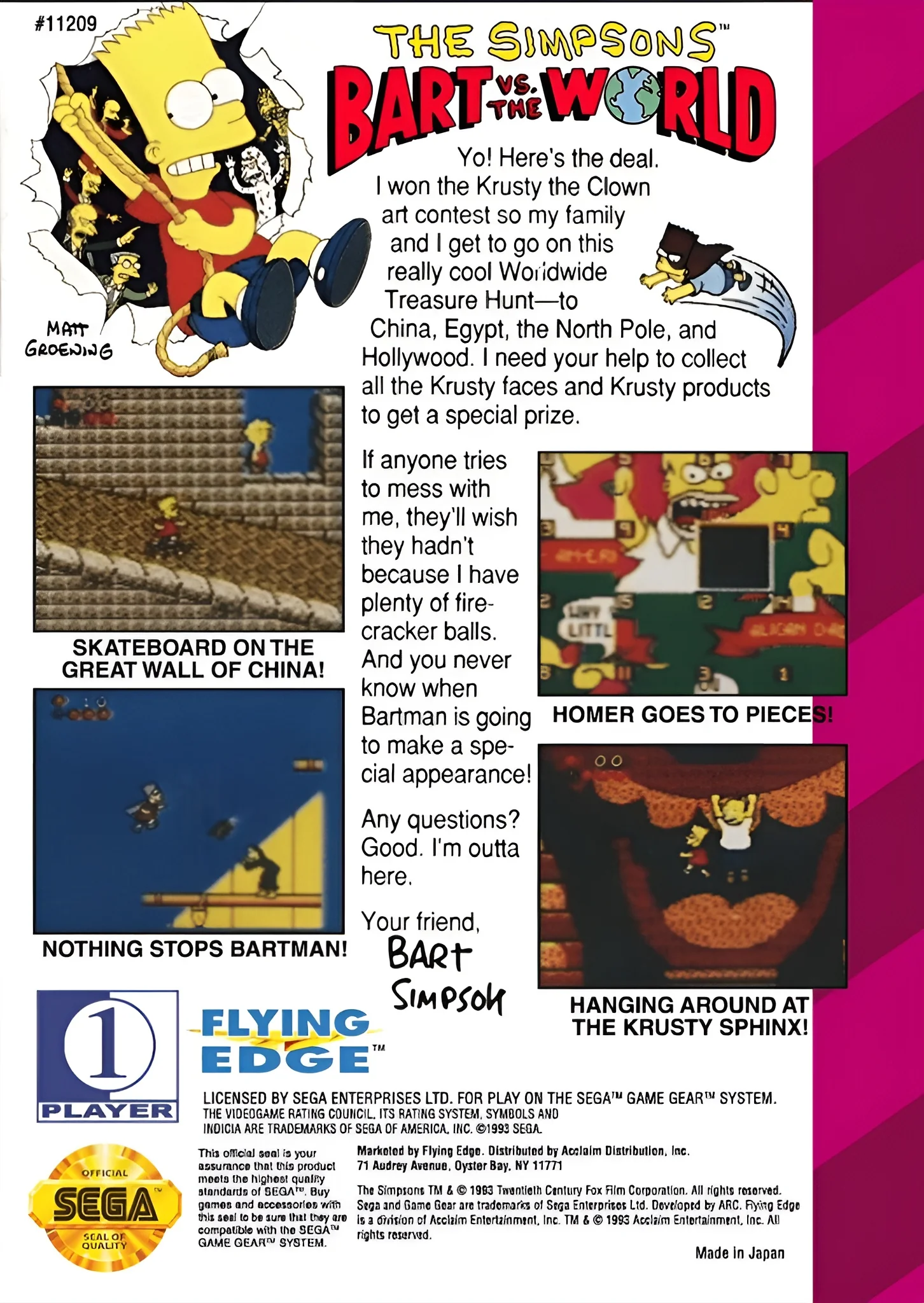 The Simpsons Bart vs the World - Sega Game Gear - Image 2