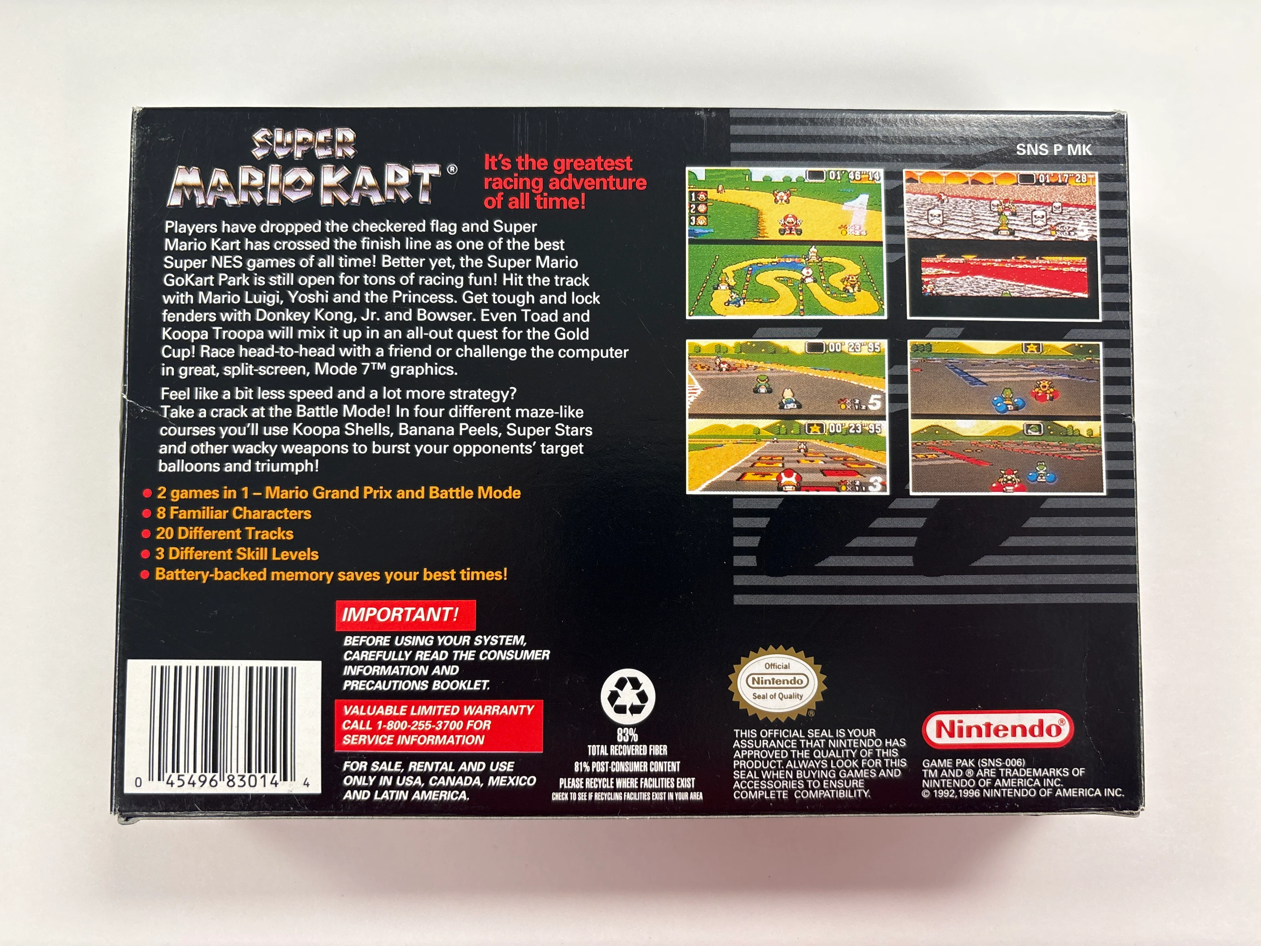Super Mario Kart - Super Nintendo SNES Box & Manual Only No Game - Image 3