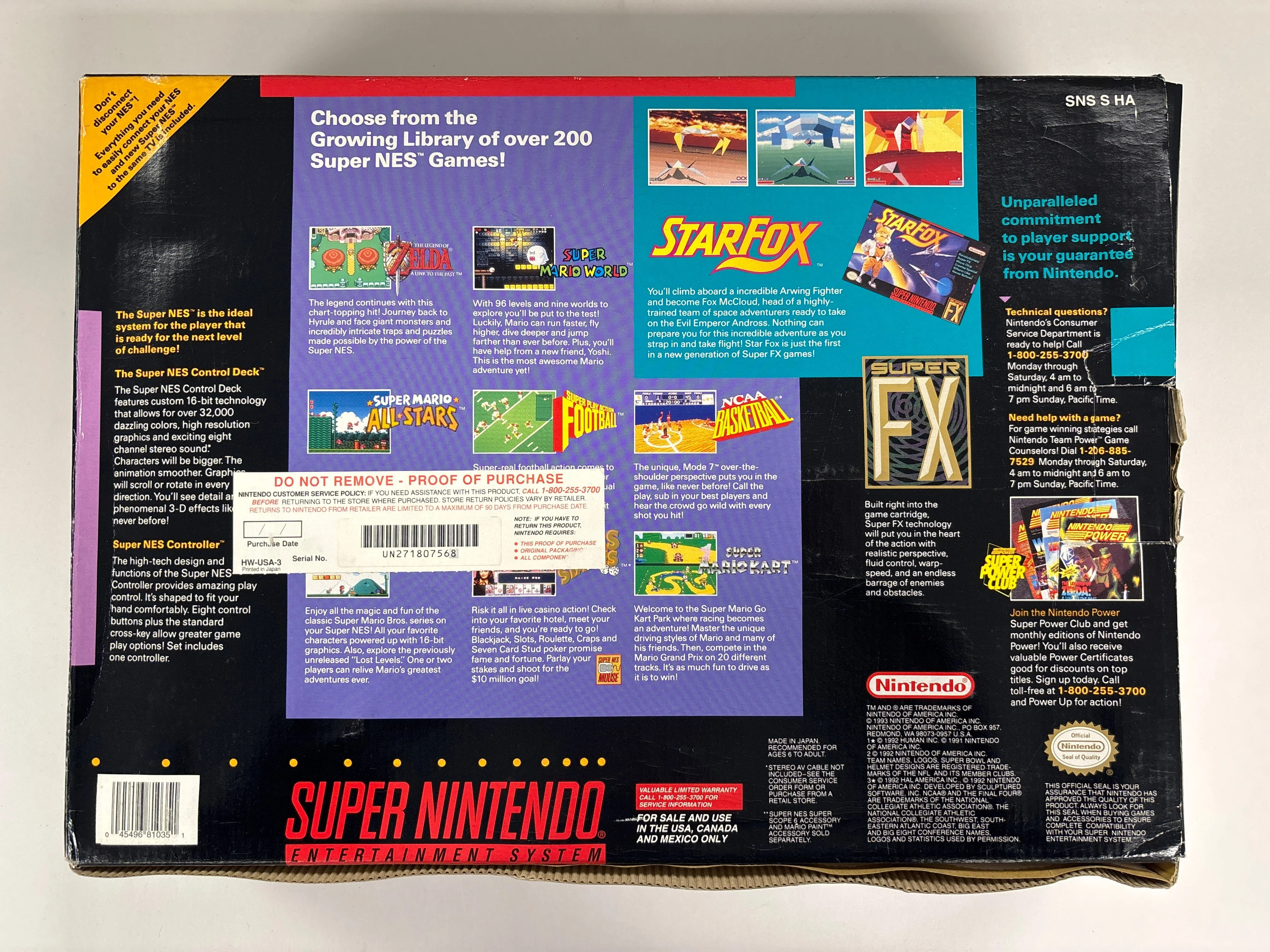 Super NES Control Set - Super Nintendo SNES Box Only - Image 2