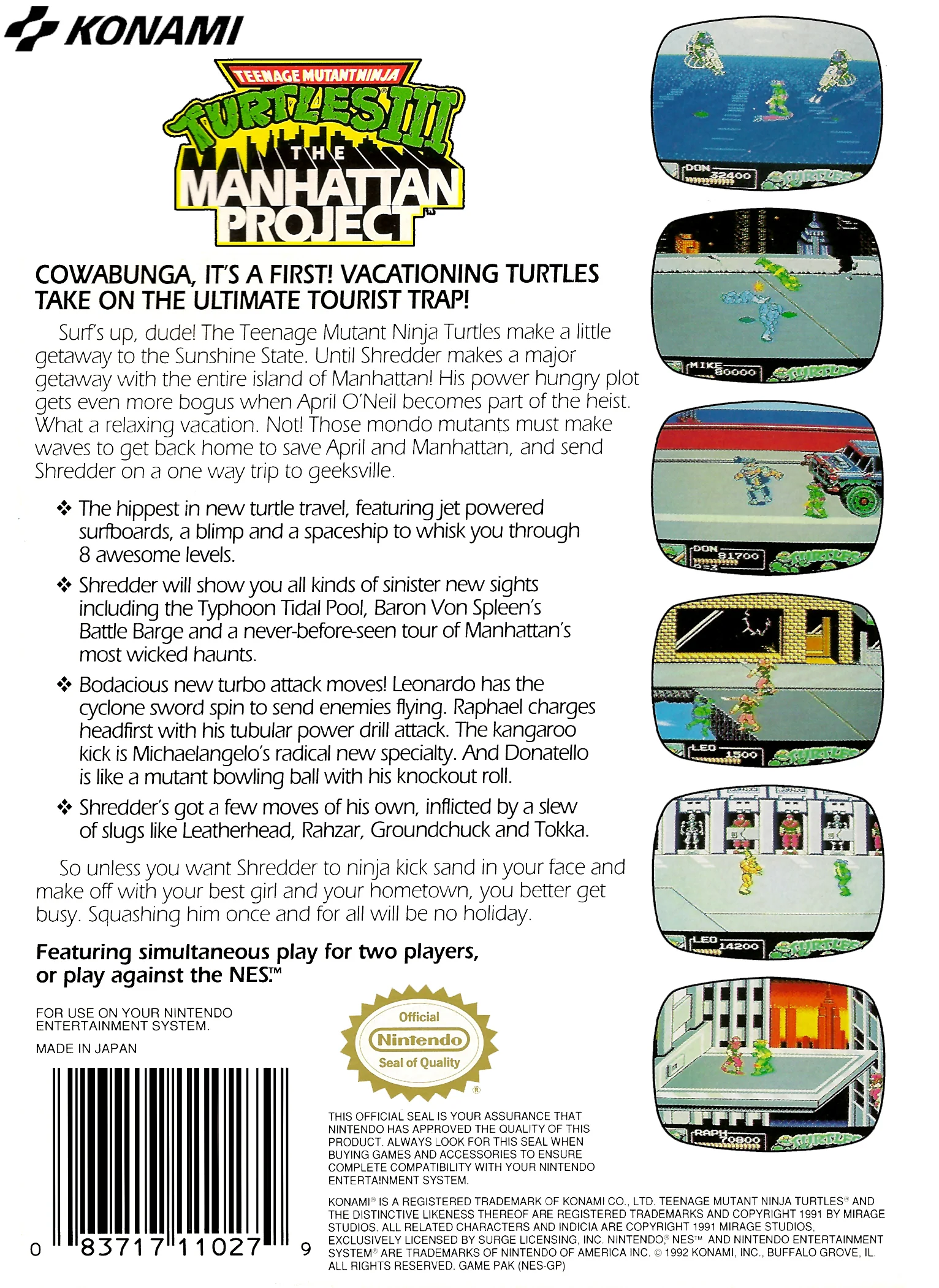 Teenage Mutant Ninja Turtles III The Manhattan Project - NES - Image 2