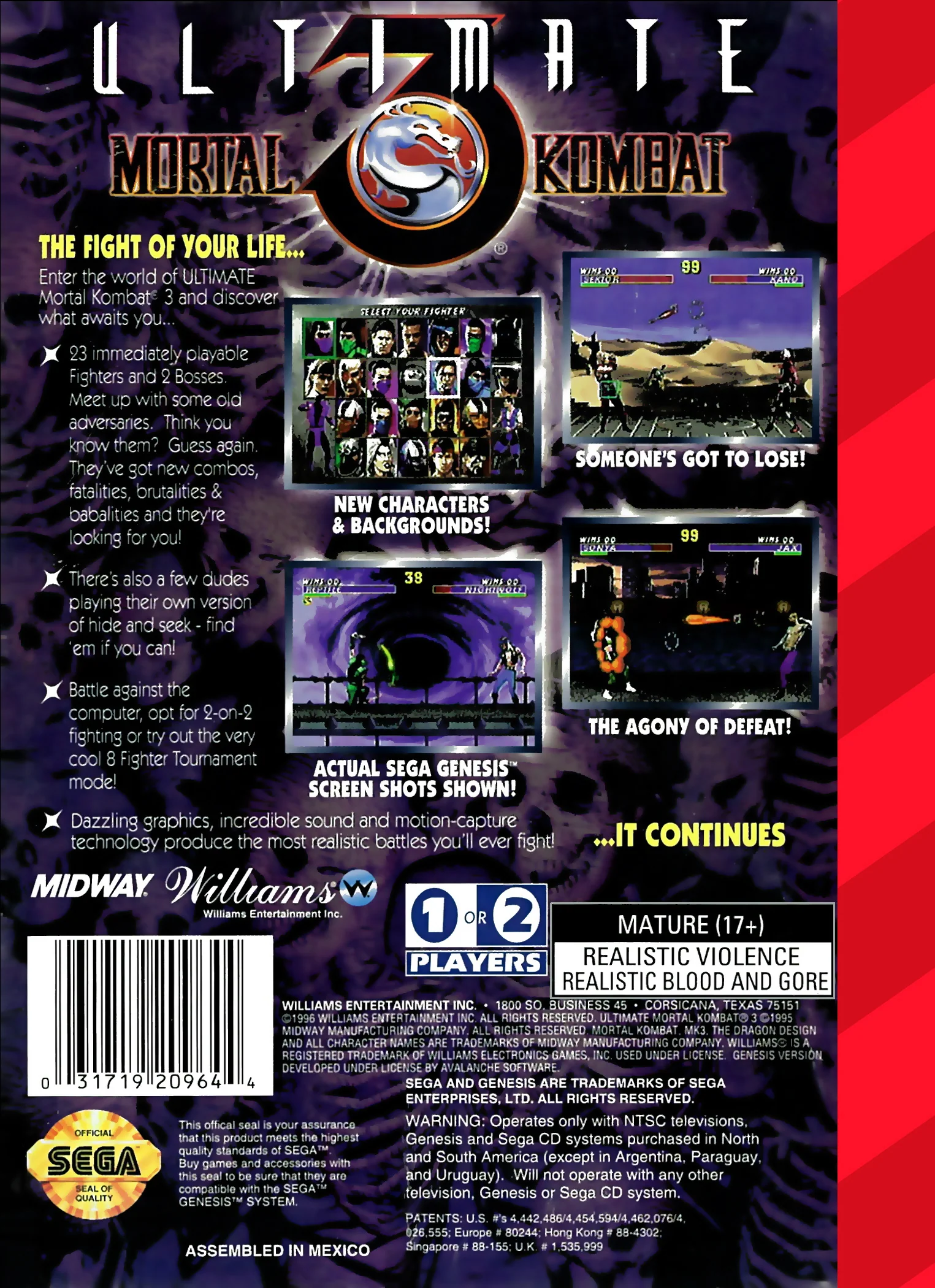 Ultimate Mortal Kombat 3 - Sega Genesis - Image 2