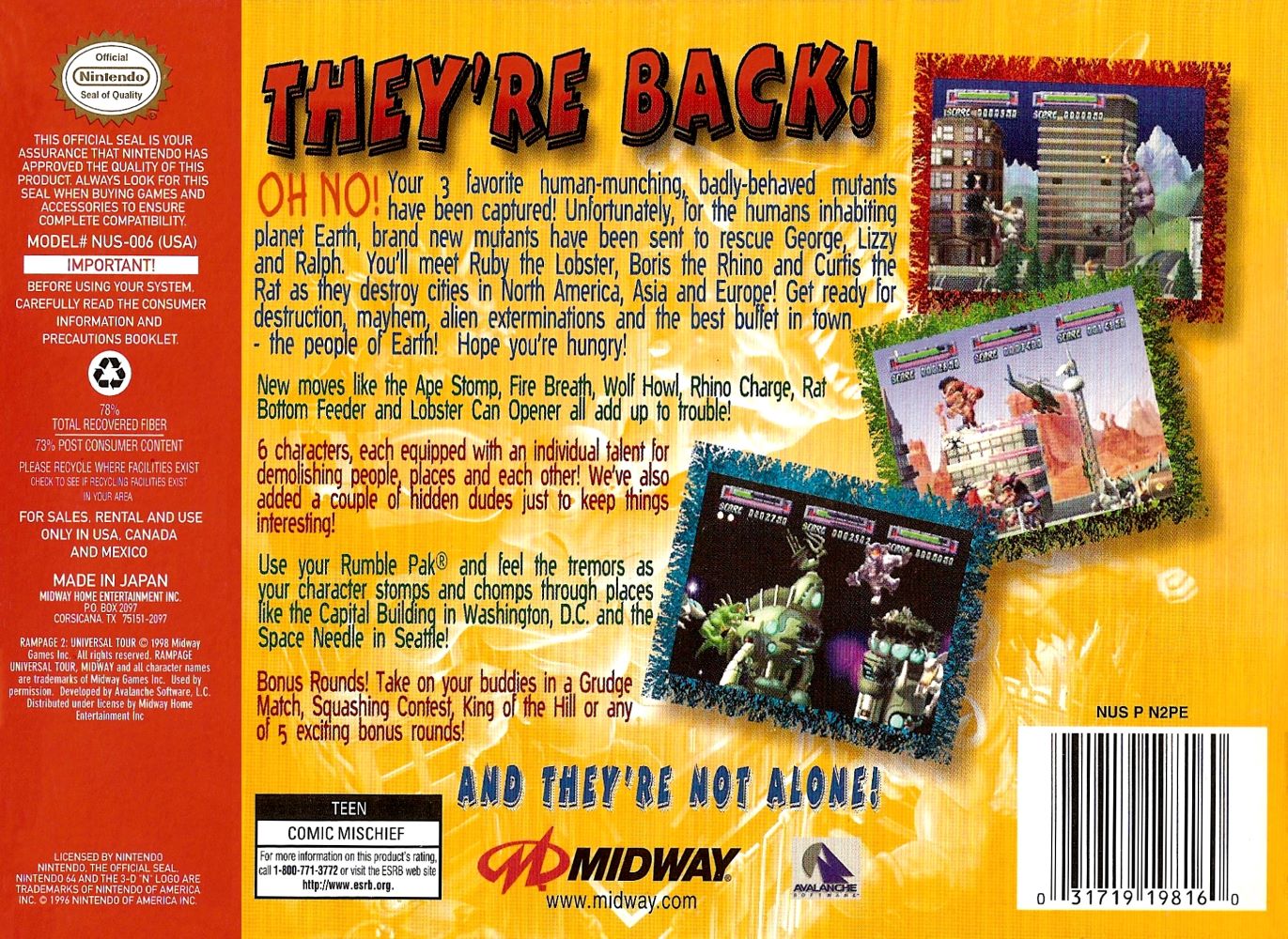 Rampage 2 Universal Tour - Nintendo 64 - Image 2