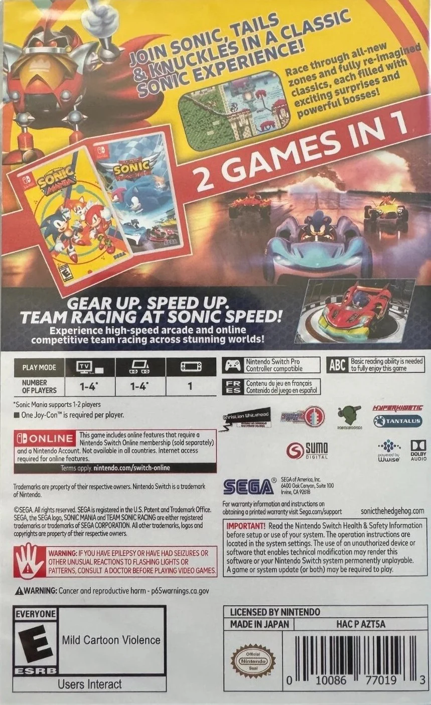Sonic Mania + Team Sonic Racing Double Pack - Image 2