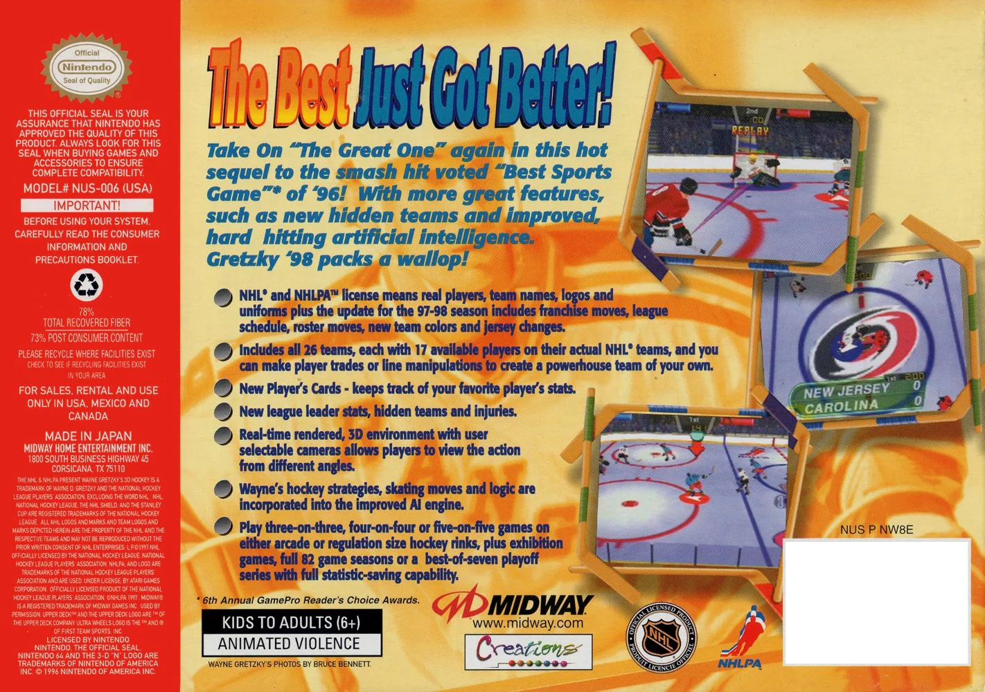 Wayne Gretzky's 3D Hockey 98 - Nintendo 64 - Image 2