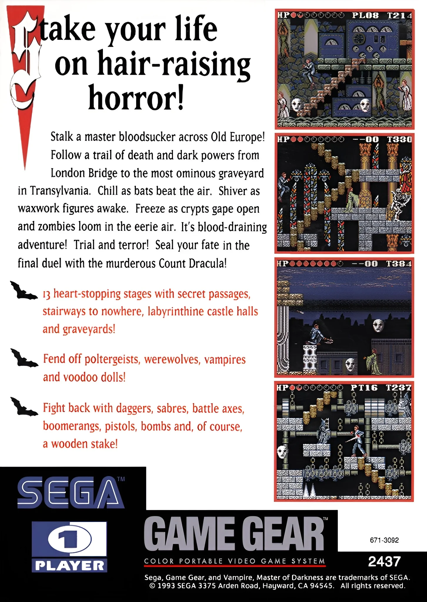 Vampire Master of Darkness - Sega Game Gear - Image 2
